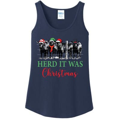 Herd It Was Christmas Cute Christmas Cow Heifer Lover Farmer Ladies Essential Tank