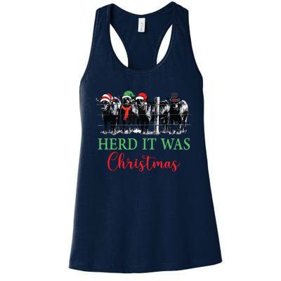 Herd It Was Christmas Cute Christmas Cow Heifer Lover Farmer Women's Racerback Tank