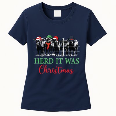 Herd It Was Christmas Cute Christmas Cow Heifer Lover Farmer Women's T-Shirt