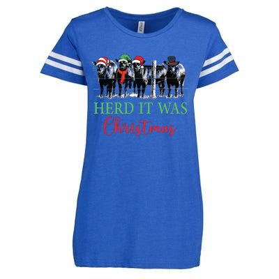 Herd It Was Christmas Cute Christmas Cow Heifer Lover Farmer Enza Ladies Jersey Football T-Shirt