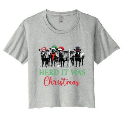 Herd It Was Christmas Cute Christmas Cow Heifer Lover Farmer Women's Crop Top Tee