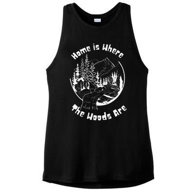 Home Is Where The Woods Are Ladies PosiCharge Tri-Blend Wicking Tank