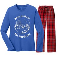 Home Is Where The Woods Are Women's Long Sleeve Flannel Pajama Set 