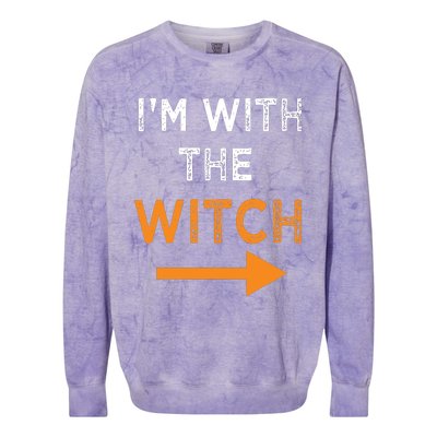 Halloween I'm With The Witch Funny Halloween Colorblast Crewneck Sweatshirt