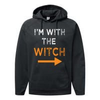 Halloween I'm With The Witch Funny Halloween Performance Fleece Hoodie