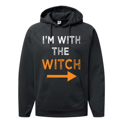 Halloween I'm With The Witch Funny Halloween Performance Fleece Hoodie