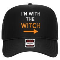 Halloween I'm With The Witch Funny Halloween High Crown Mesh Back Trucker Hat