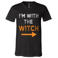 Halloween I'm With The Witch Funny Halloween V-Neck T-Shirt