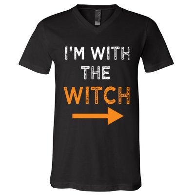 Halloween I'm With The Witch Funny Halloween V-Neck T-Shirt