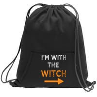 Halloween I'm With The Witch Funny Halloween Sweatshirt Cinch Pack Bag