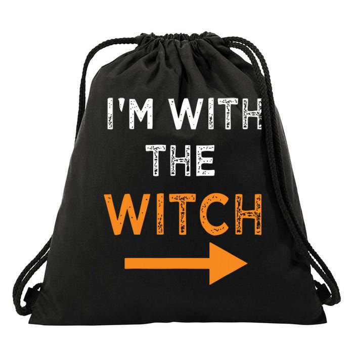 Halloween I'm With The Witch Funny Halloween Drawstring Bag