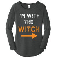 Halloween I'm With The Witch Funny Halloween Women's Perfect Tri Tunic Long Sleeve Shirt