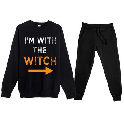 Halloween I'm With The Witch Funny Halloween Premium Crewneck Sweatsuit Set