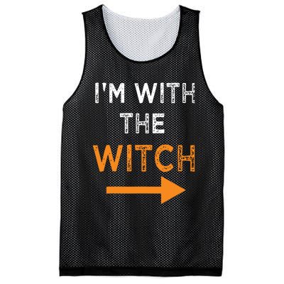 Halloween I'm With The Witch Funny Halloween Mesh Reversible Basketball Jersey Tank