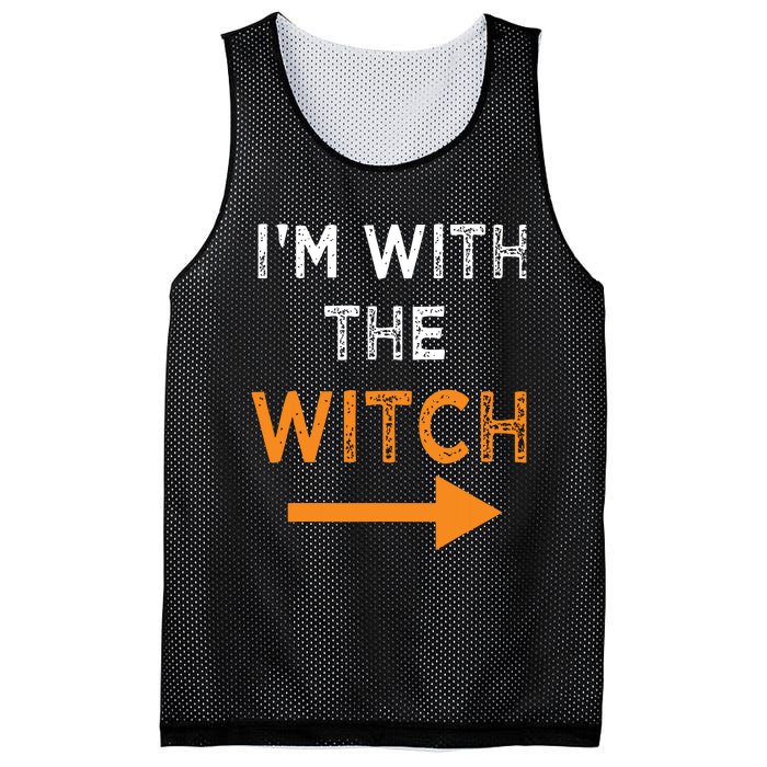 Halloween I'm With The Witch Funny Halloween Mesh Reversible Basketball Jersey Tank