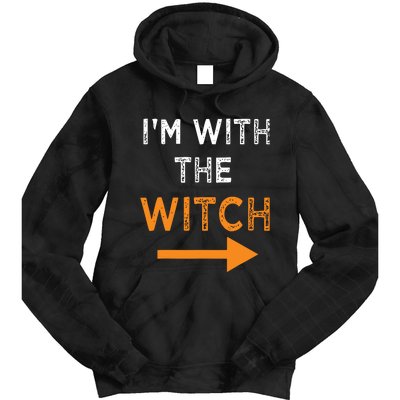 Halloween I'm With The Witch Funny Halloween Tie Dye Hoodie