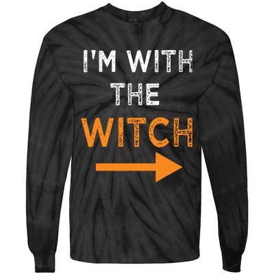 Halloween I'm With The Witch Funny Halloween Tie-Dye Long Sleeve Shirt