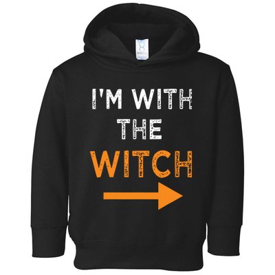 Halloween I'm With The Witch Funny Halloween Toddler Hoodie