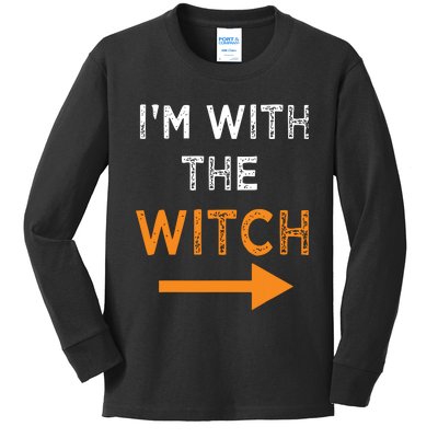 Halloween I'm With The Witch Funny Halloween Kids Long Sleeve Shirt