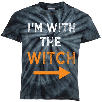 Halloween I'm With The Witch Funny Halloween Kids Tie-Dye T-Shirt