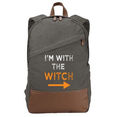 Halloween I'm With The Witch Funny Halloween Cotton Canvas Backpack