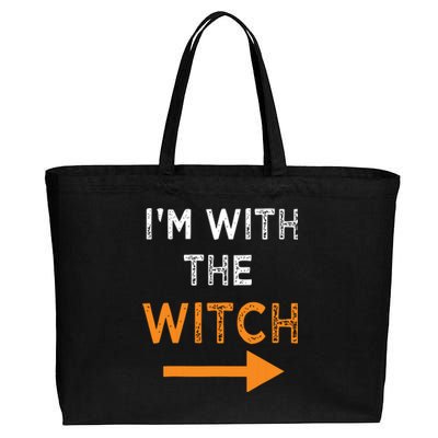 Halloween I'm With The Witch Funny Halloween Cotton Canvas Jumbo Tote