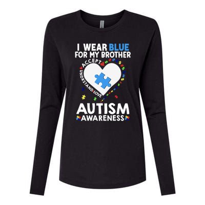 Heart I Wear Blue For My Brother Autism Awareness Month Gift Womens Cotton Relaxed Long Sleeve T-Shirt