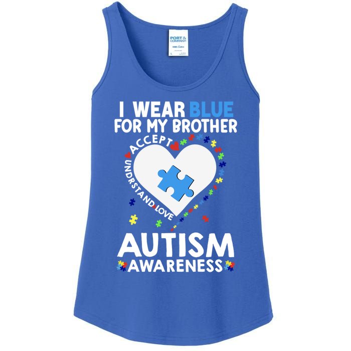 Heart I Wear Blue For My Brother Autism Awareness Month Gift Ladies Essential Tank