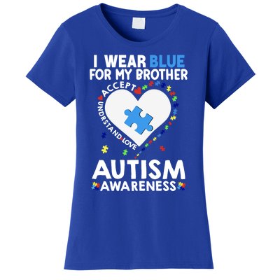 Heart I Wear Blue For My Brother Autism Awareness Month Gift Women's T-Shirt