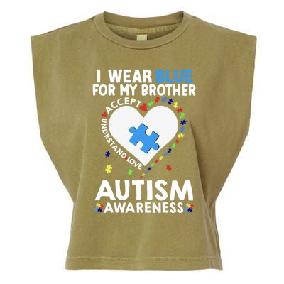 Heart I Wear Blue For My Brother Autism Awareness Month Gift Garment-Dyed Women's Muscle Tee