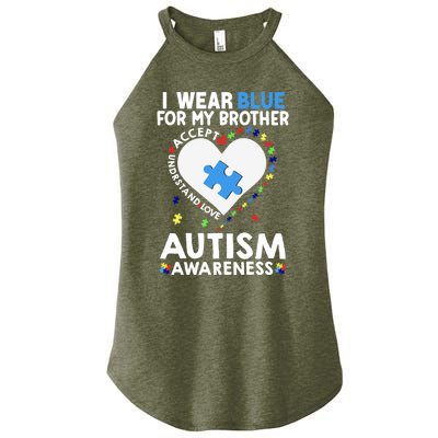 Heart I Wear Blue For My Brother Autism Awareness Month Gift Women's Perfect Tri Rocker Tank