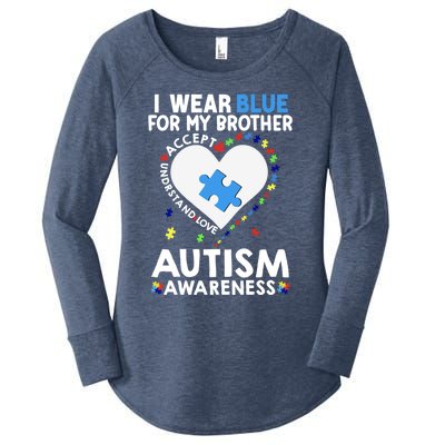 Heart I Wear Blue For My Brother Autism Awareness Month Gift Women's Perfect Tri Tunic Long Sleeve Shirt