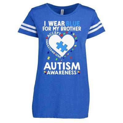 Heart I Wear Blue For My Brother Autism Awareness Month Gift Enza Ladies Jersey Football T-Shirt