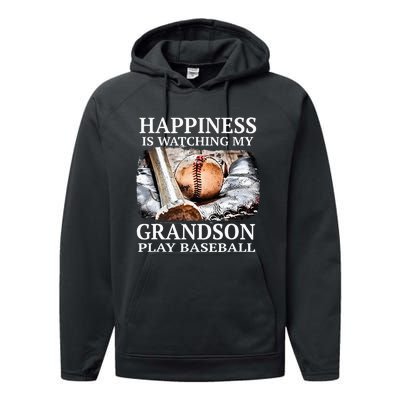 Happiness Is Watching My Grandson Play Baseball Performance Fleece Hoodie