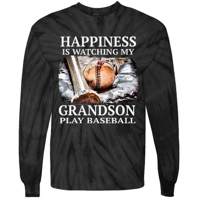 Happiness Is Watching My Grandson Play Baseball Tie-Dye Long Sleeve Shirt