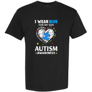 Heart I Wear Blue For My Son Autism Awareness Month Garment-Dyed Heavyweight T-Shirt