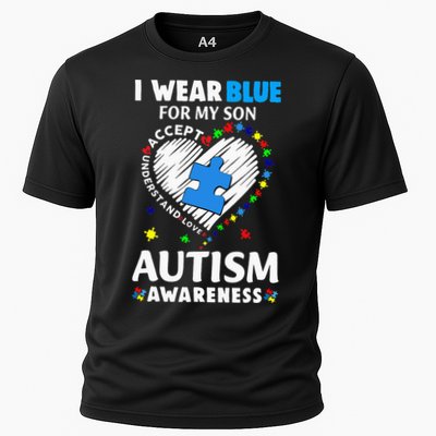 Heart I Wear Blue For My Son Autism Awareness Month Performance Shirt