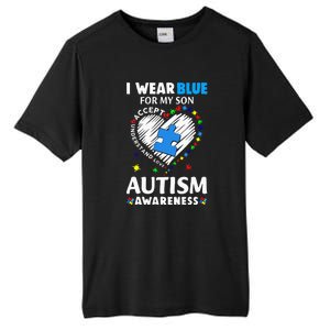 Heart I Wear Blue For My Son Autism Awareness Month Tall Fusion ChromaSoft Performance T-Shirt