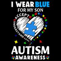 Heart I Wear Blue For My Son Autism Awareness Month Drawstring Bag