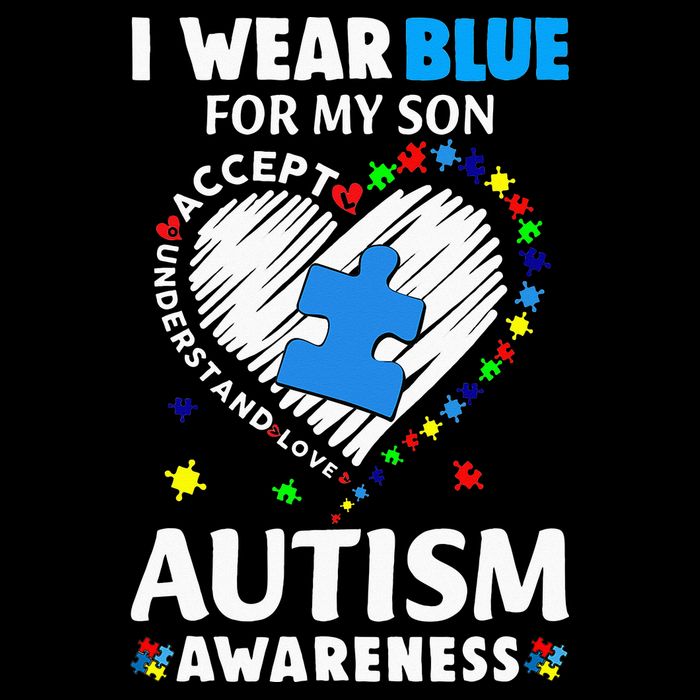 Heart I Wear Blue For My Son Autism Awareness Month Drawstring Bag