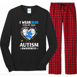 Heart I Wear Blue For My Son Autism Awareness Month Long Sleeve Pajama Set