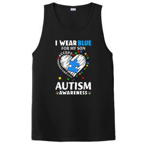 Heart I Wear Blue For My Son Autism Awareness Month PosiCharge Competitor Tank