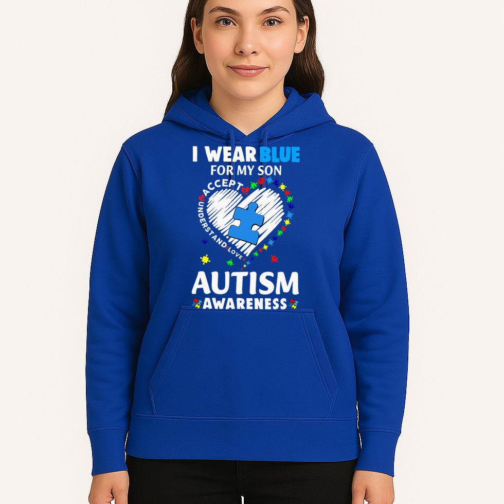Heart I Wear Blue For My Son Autism Awareness Month Hoodie
