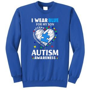 Heart I Wear Blue For My Son Autism Awareness Month Sweatshirt