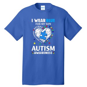 Heart I Wear Blue For My Son Autism Awareness Month Tall T-Shirt