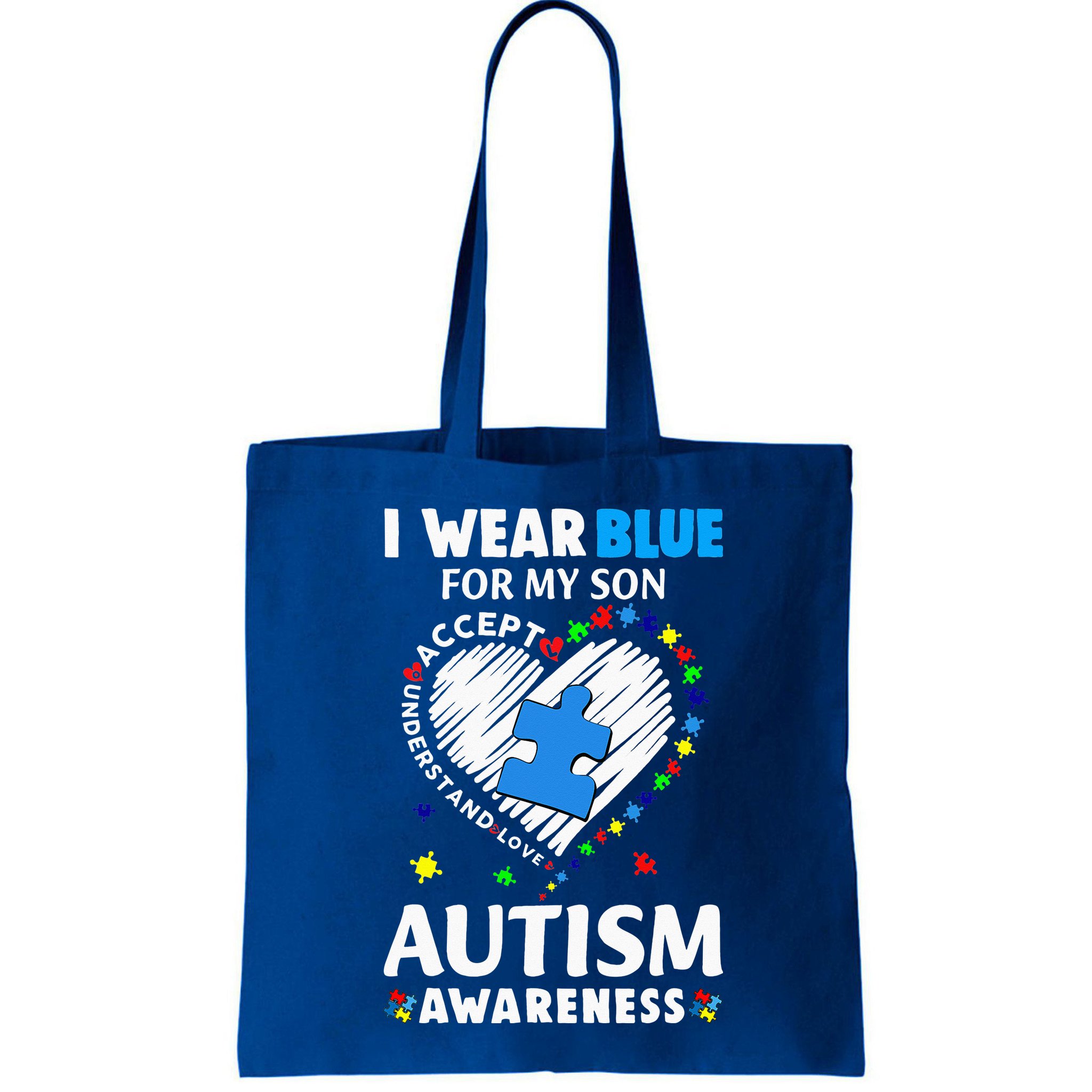 Heart I Wear Blue For My Son Autism Awareness Month Bag