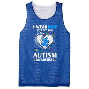 Heart I Wear Blue For My Son Autism Awareness Month Mesh Reversible Basketball Jersey Tank