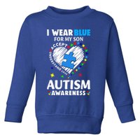 Heart I Wear Blue For My Son Autism Awareness Month Toddler Sweatshirt
