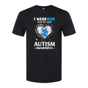 Heart I Wear Blue For My Son Autism Awareness Month Softstyle CVC T-Shirt