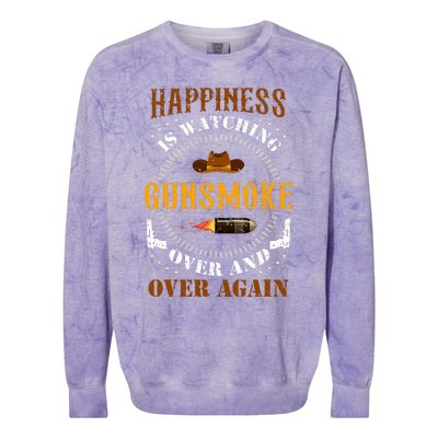 Happiness Is Watching Gunsmoke Over And Over Again Cowboys Colorblast Crewneck Sweatshirt